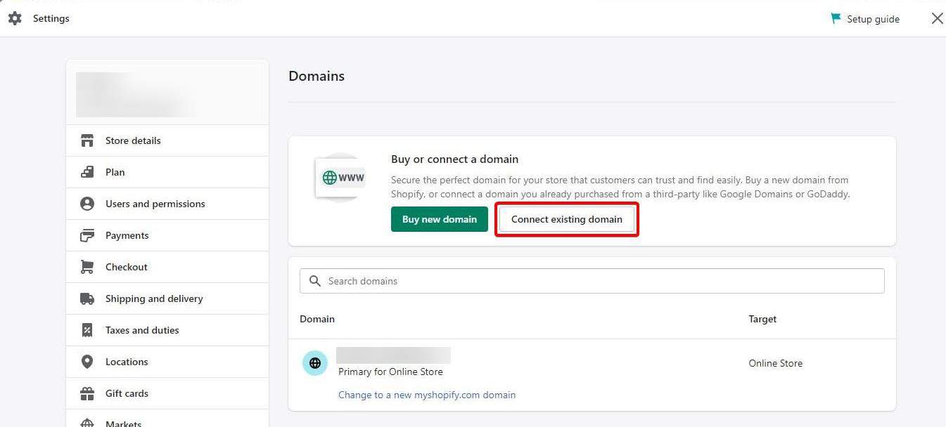 Transfer a domain to Shopify