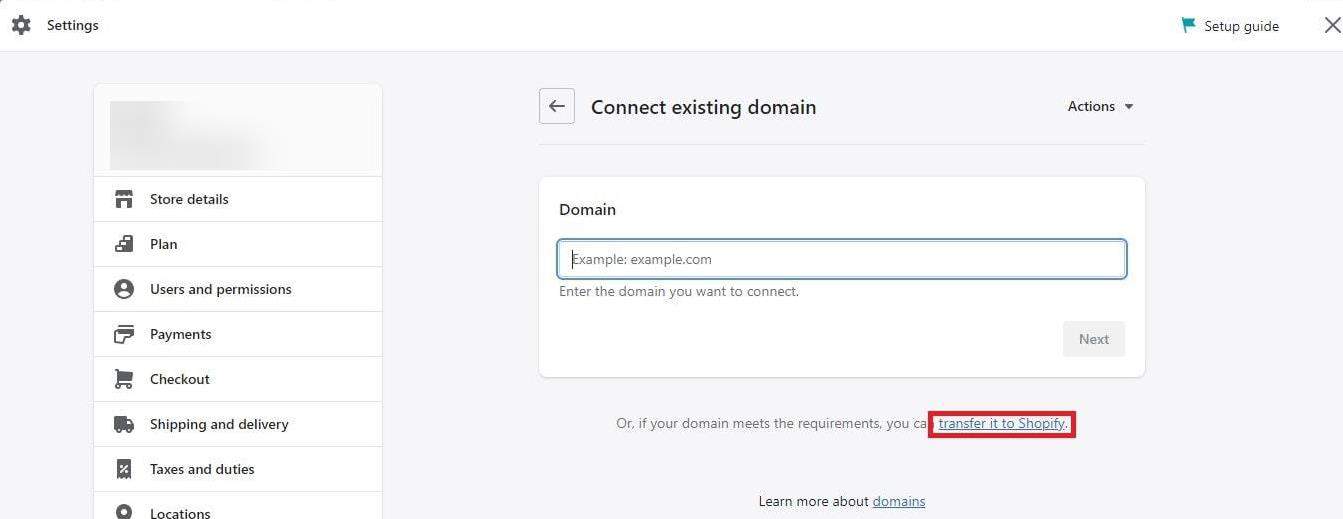 Connect Domain to Shopify