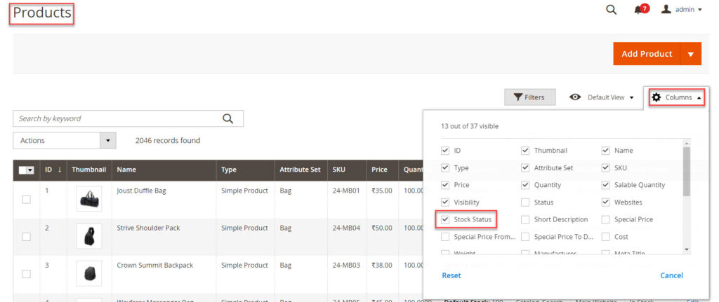 How to Add Stock Status Column in Product Grid in Magento 2