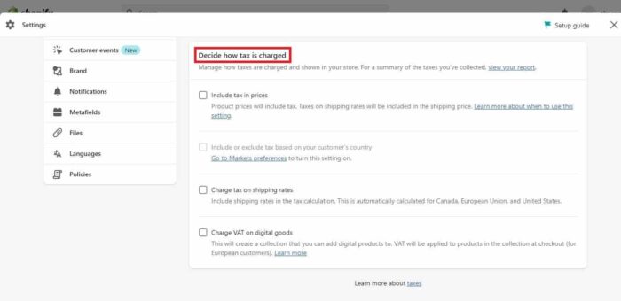 Decide How to Charge Sales Tax on Shopify