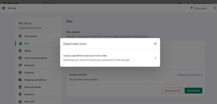 How to Cancel Shopify Free Trial - Deactivate