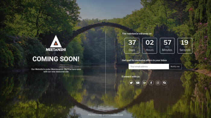 Meetanshi Maintenance Page Example - under maintenance website