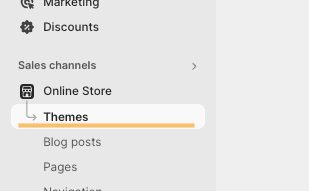 Go to online store themes in Shopify