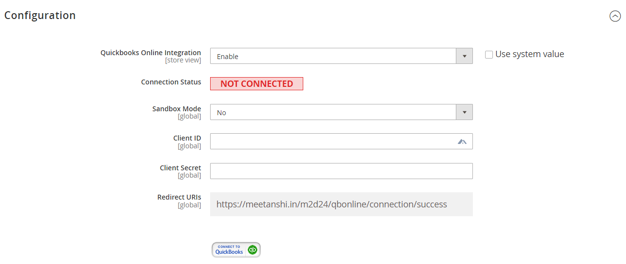 Magento 2 QuickBooks Online Integration Configuration