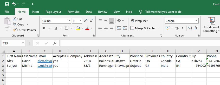 Prepare Shopify customer csv file