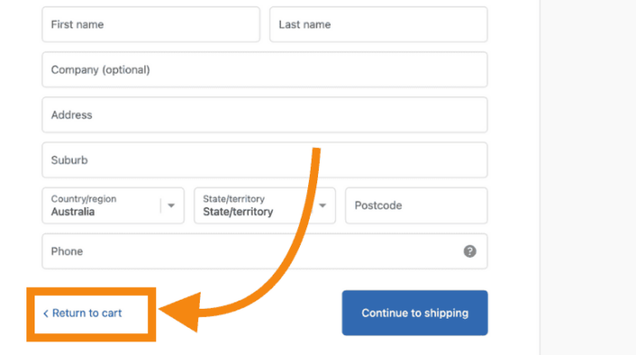 remove return to cart from shopify checkout page