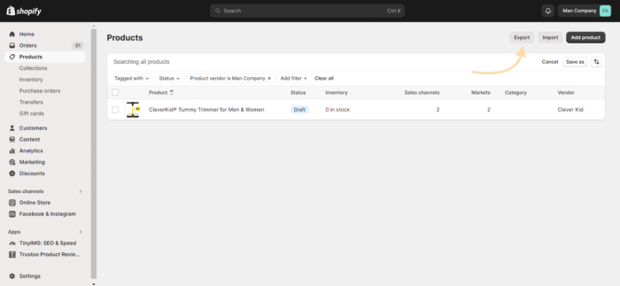 Export Shopify Products