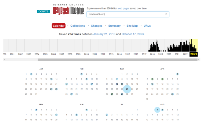 Use wayback machine to check domain's historical content