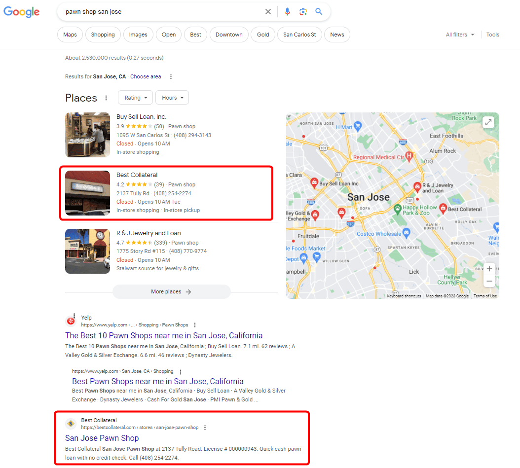 Local SEO Rankings Example