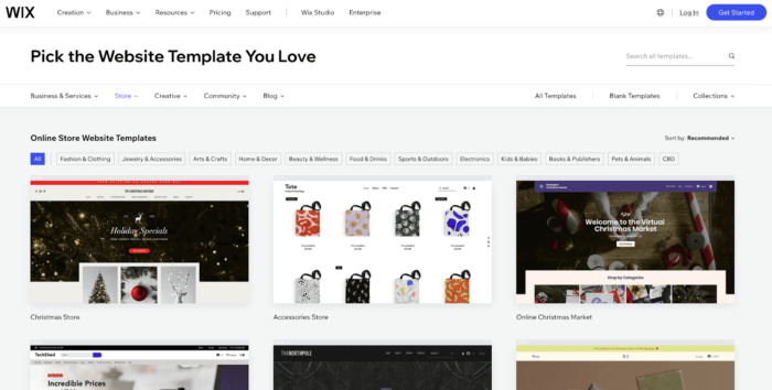 Wix templates for ecommerce