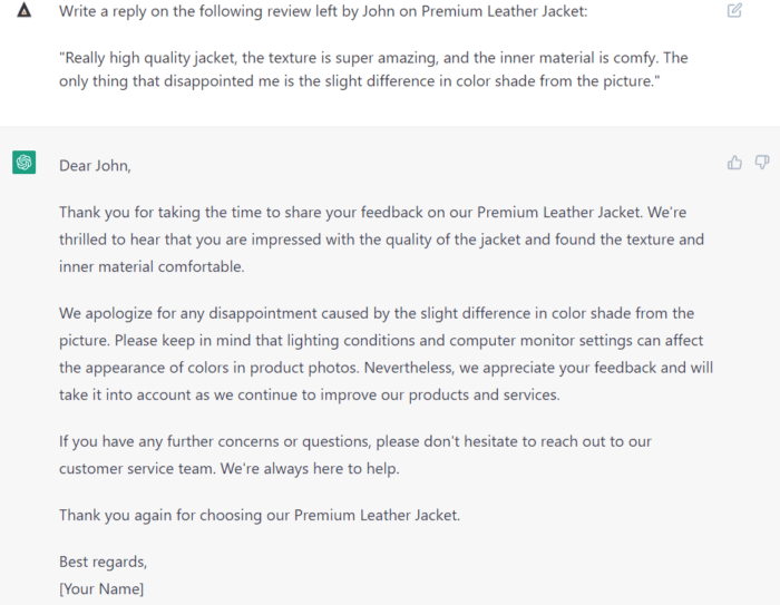 Write reply to customers in Magento using ChatGPT