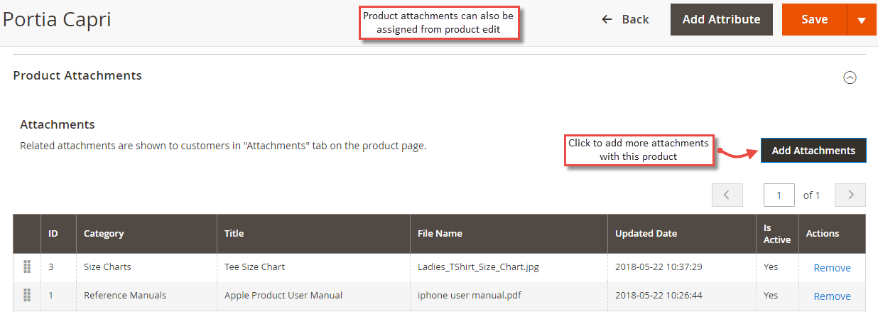 Attach PDF to Product