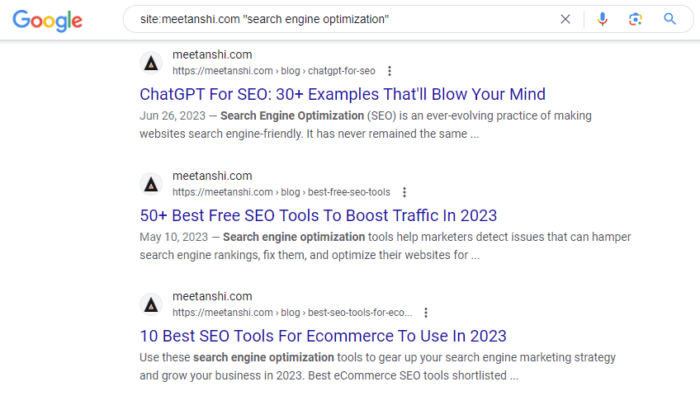 Find internal link opportunities using Google Search Operators for SEO