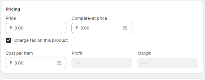 Add product pricing to Shopify