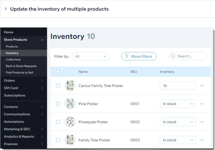 Inventory management in Shopify