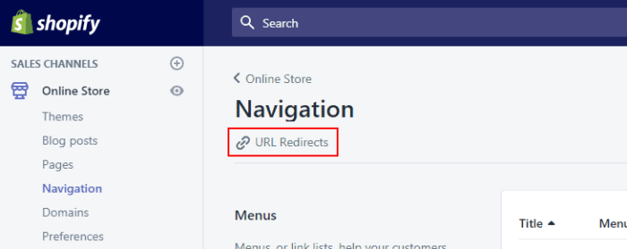 Create URL Redirects in Shopify