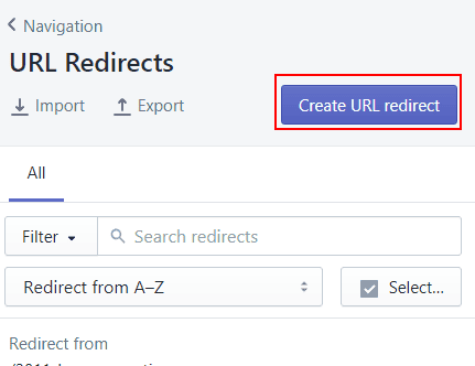 Create URL Redirect in Shopify