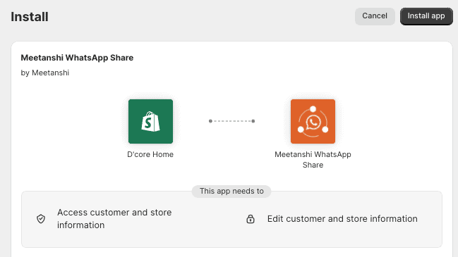 Install Shopify WhatsApp Share App