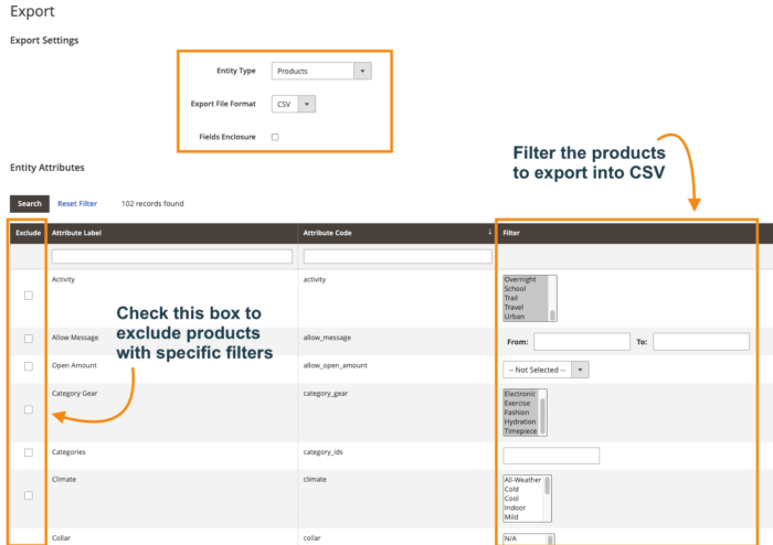 Configure Magento 2 product export