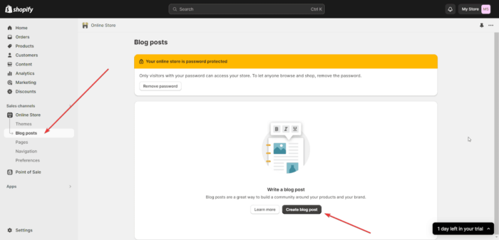 Create blog posts in Shopify