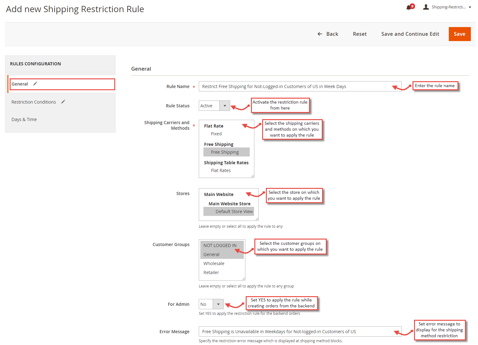 Add new shipping restriction rule