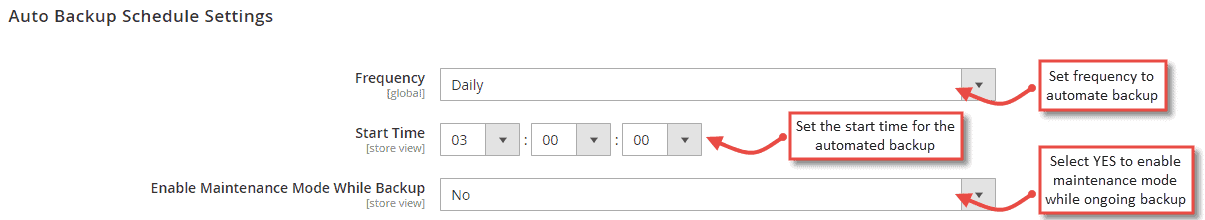 Auto backup scheduling settings in Magento 2