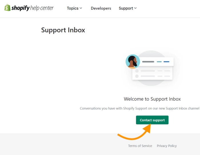 Contact Shopify support inbox