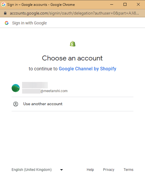 Connect Google account for GA4 set up in Shopify