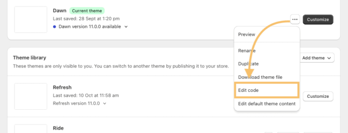 Edit Shopify theme code