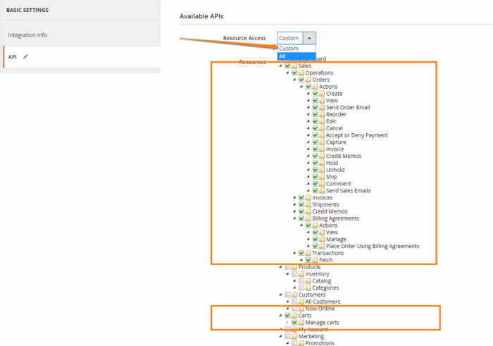 Set magento 2 api permissions