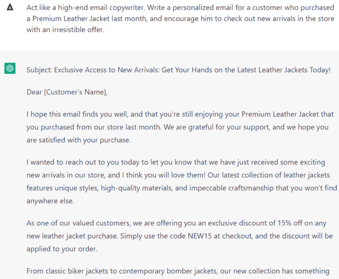 Write personalized email for Magento 2 using ChatGPT