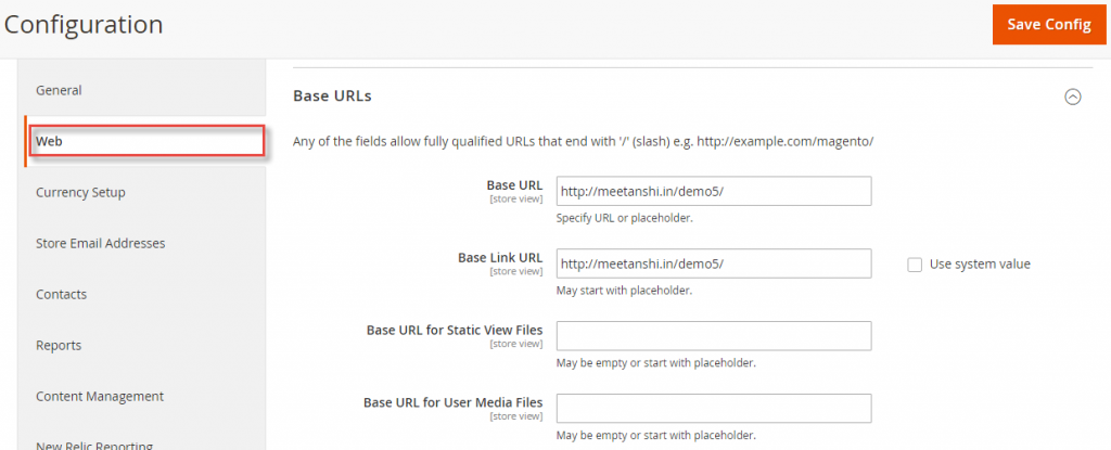 Set the base URL of multistores in Magento 2