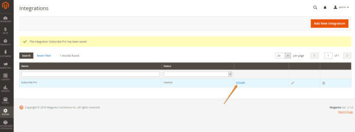 Activate Magento 2 integration