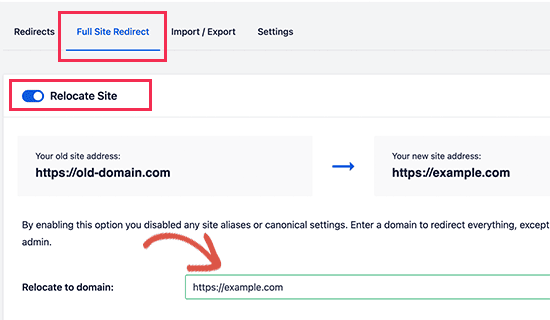 Full site redirect in WordPress using AI SEO Plugin