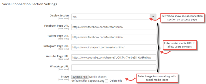 Social Connection Section Settings