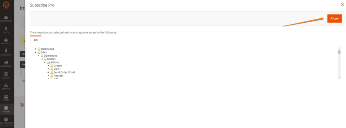 Allow Magento 2 api integration