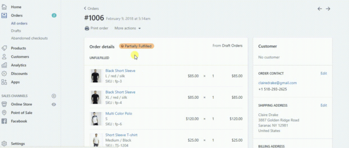 Partially fulfil orders in Shopify