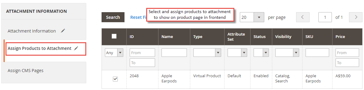 Assign Products to PDF