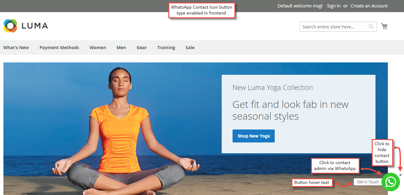 Whatsapp Contact Icon Type button in frontend