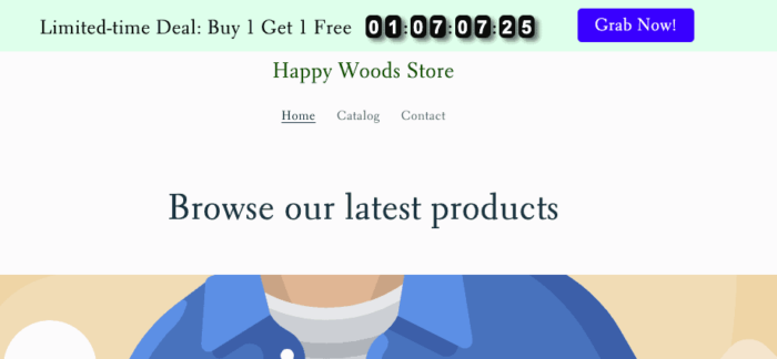 Shopify Countdown Timer bar using app