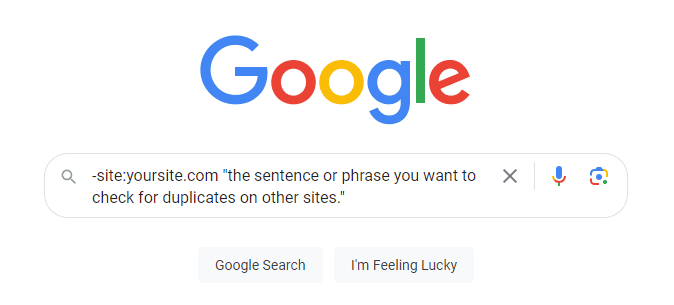 Find duplicate content issues using Google search operators