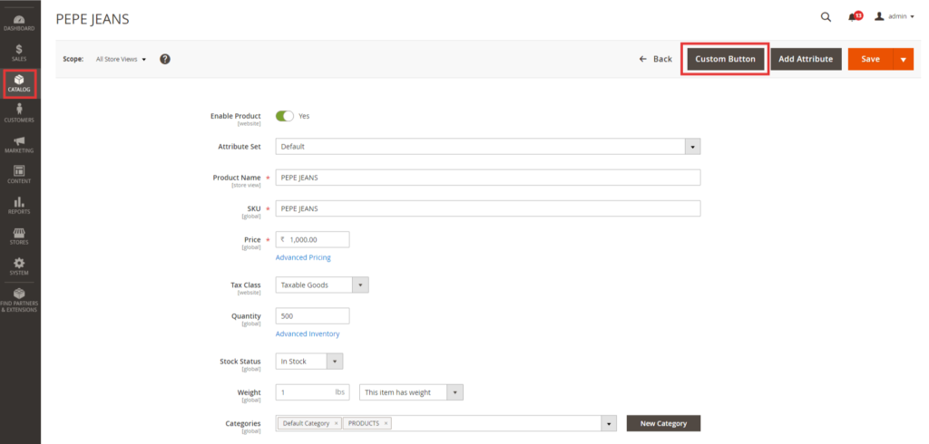 add a custom button in the admin product UI-component form