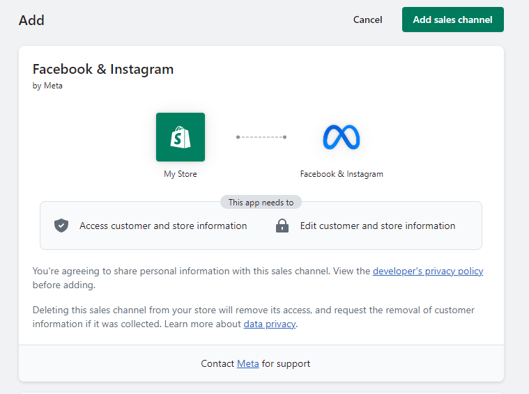 Add Facebook as a sale channel on Shopify