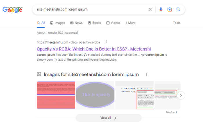 SEO Bookmarklet to Search for Lorem Ipsum Dummy Text in Website Using Bookmarklet in Chrome