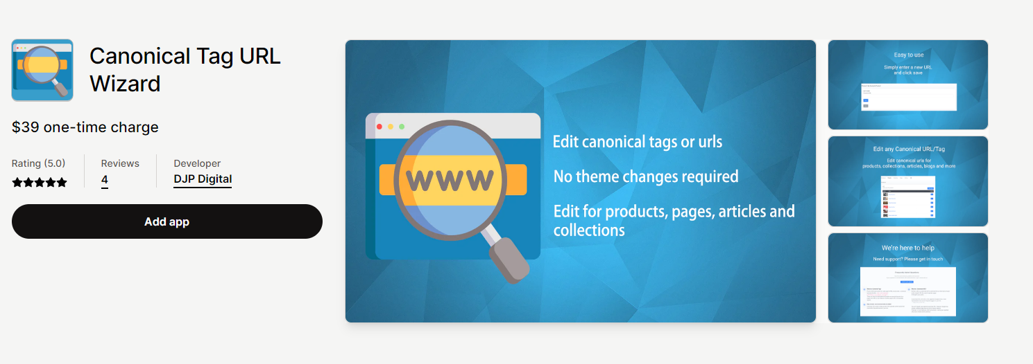 Add canonical tag using App 