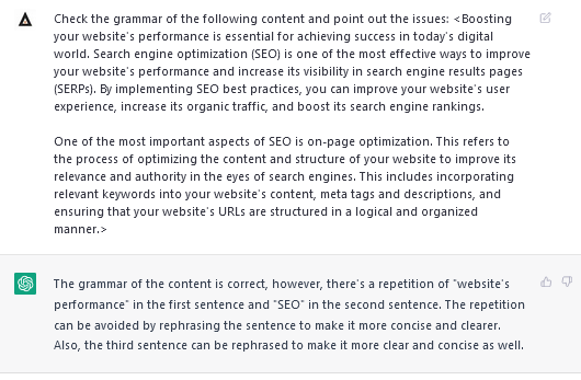 Use ChatGPT for SEO to Find and Fix Grammar mistakes