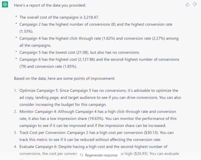 ChatGPT for PPC reporting and analysis