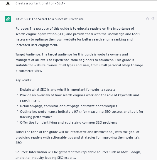Content Brieft Generation Using ChatGPT for SEO