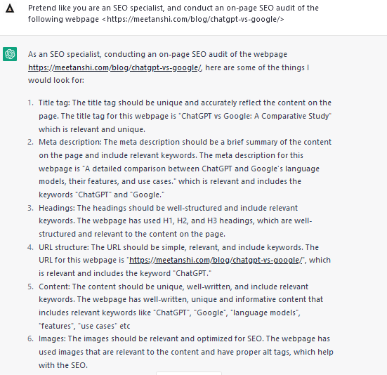 Perform On-Page SEO Audit Using ChatGPT for SEO