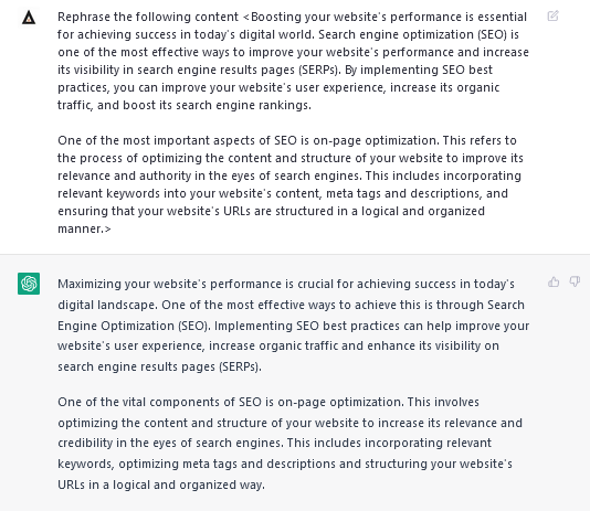 Rephrase Content - ChatGPT Prompt for SEO